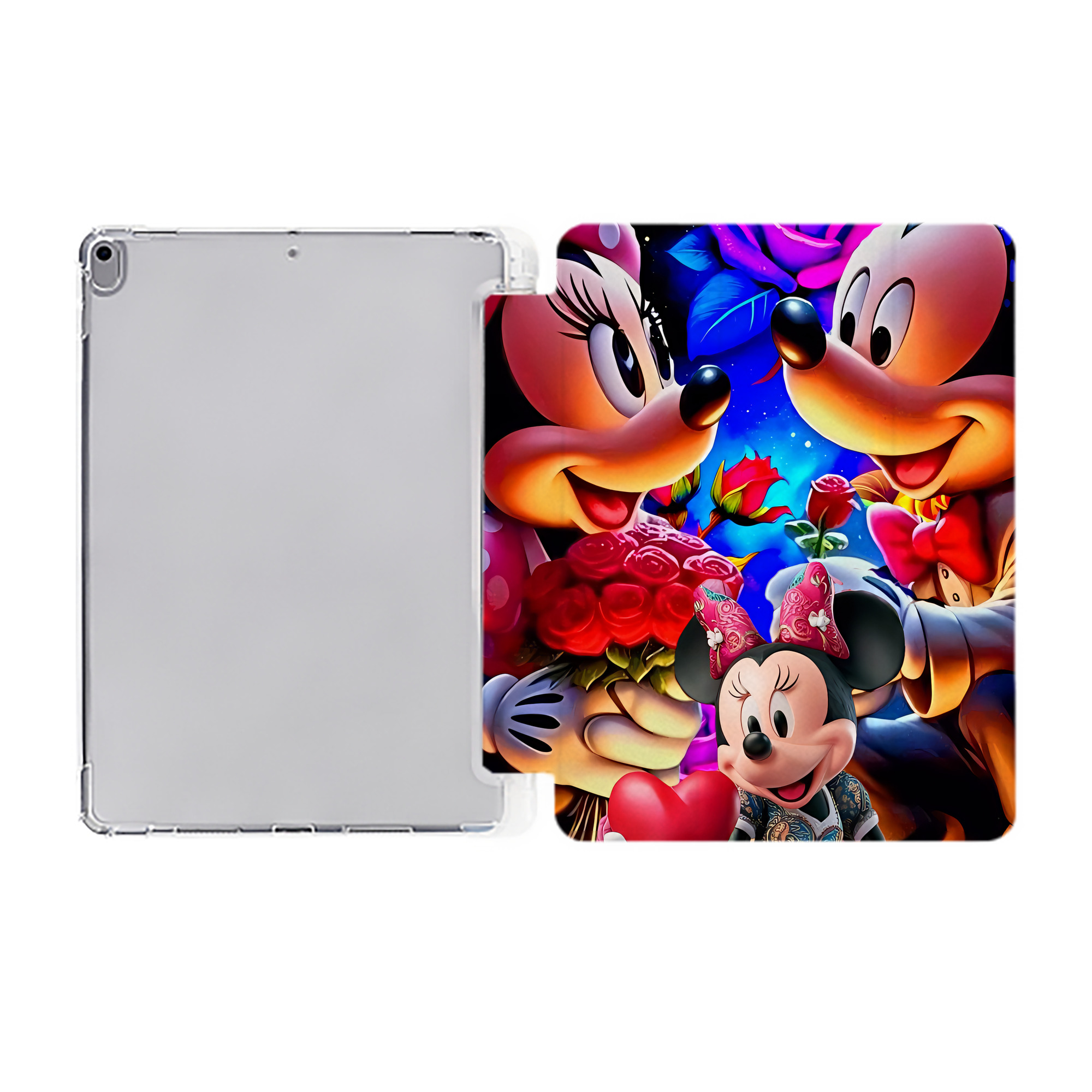 （画像用） ミッキーマウス Mickey Mouse IPad ケース ペン収納付き 三つ折りスタンド PUレザー×シリコン 対応機種9.5/10.5/10.9インチ